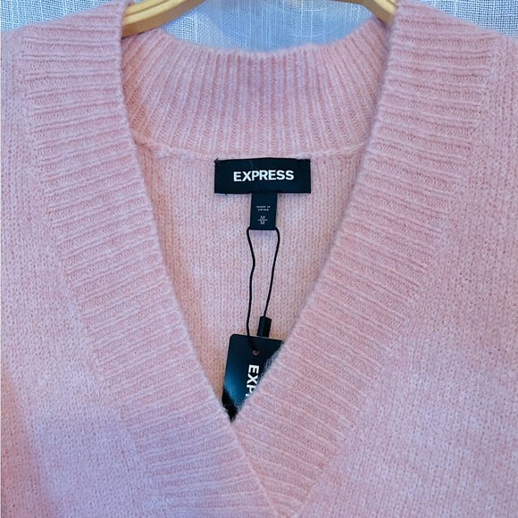 Express - (M) Soft Pink Oversized V-Neck Sweater - Picture 5 of 9